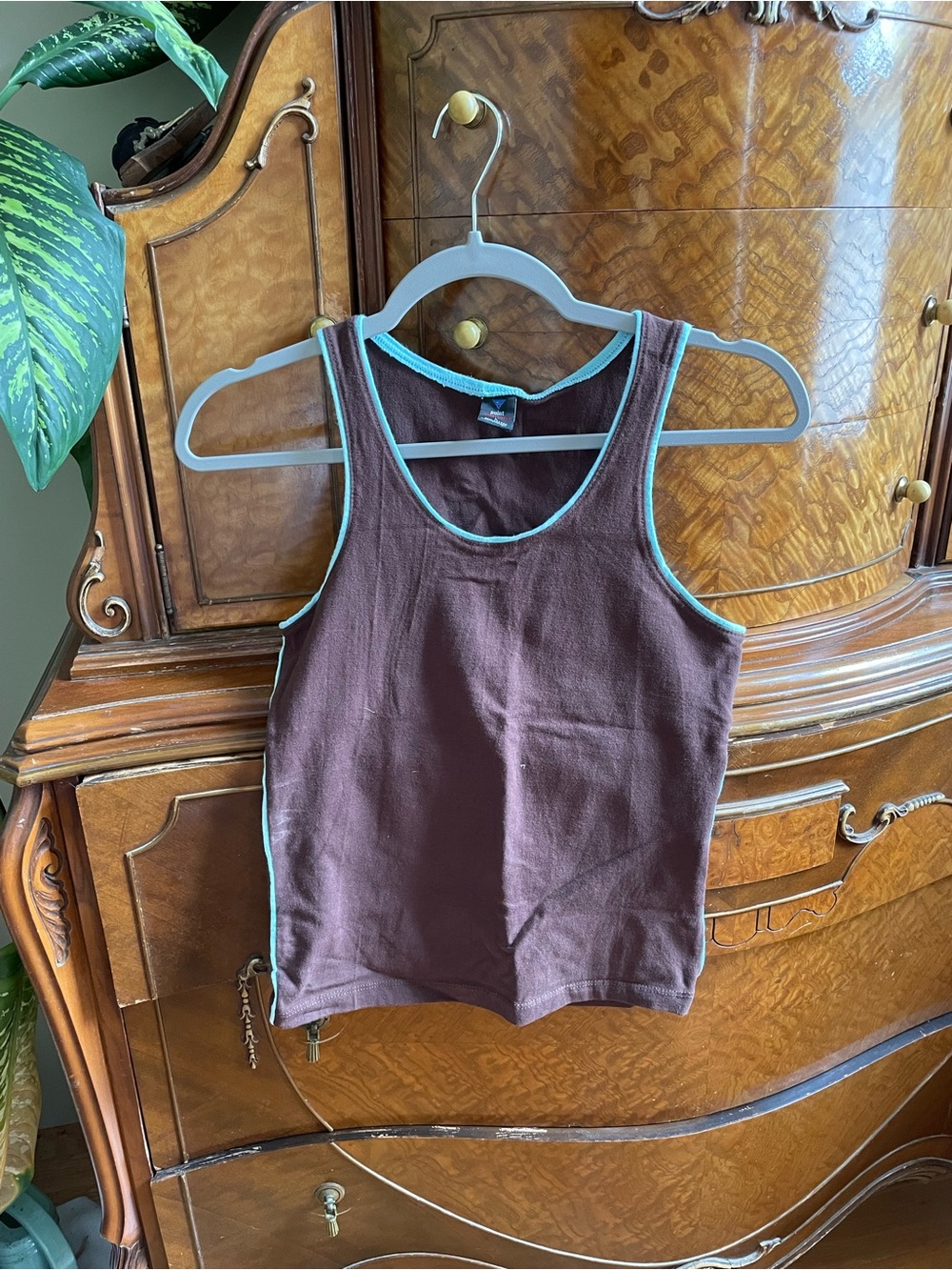 Vintage Point Sportswear Brown Tank with Mint Trim